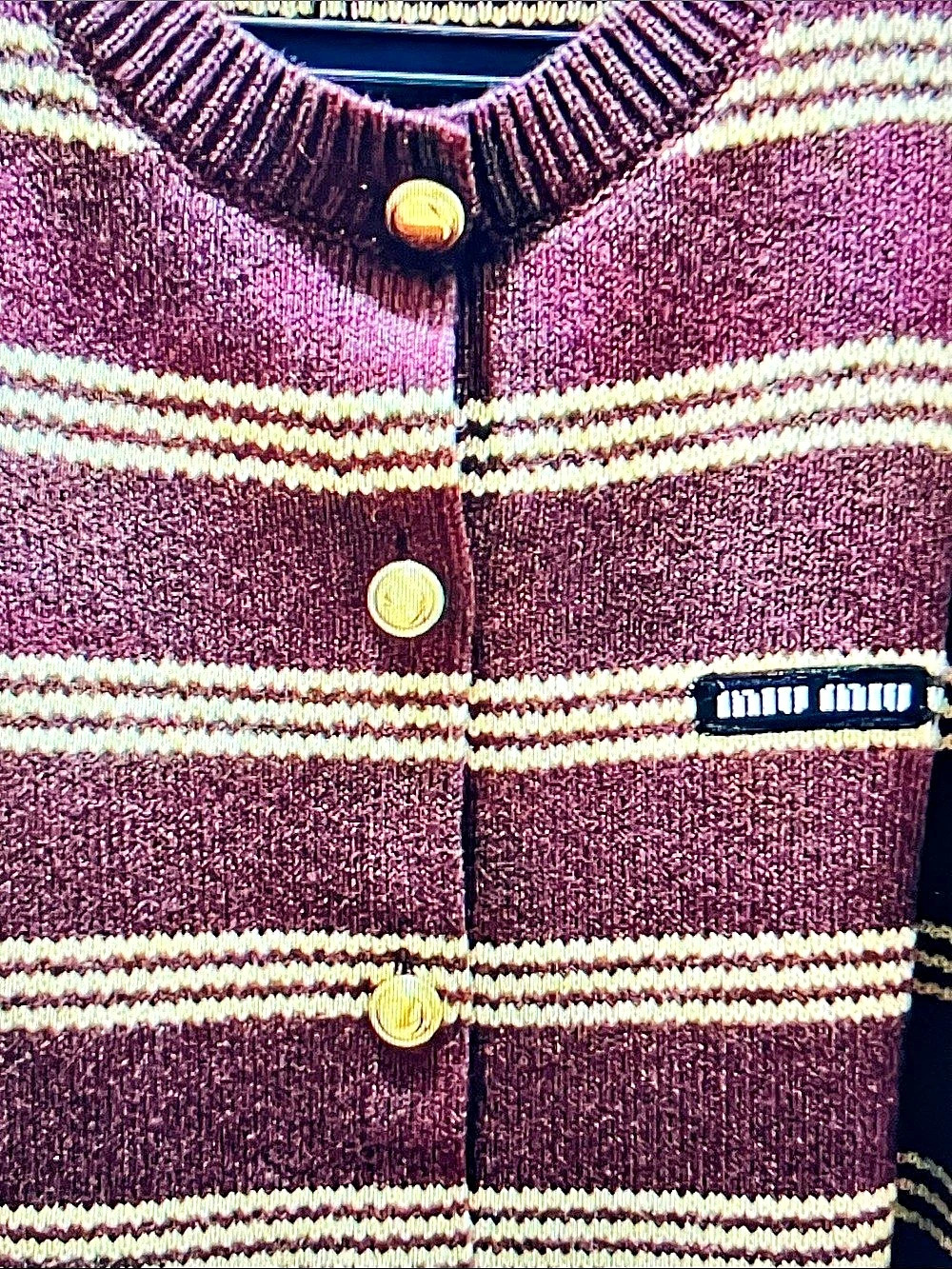 Miu Miu Striped Cardigan in Purple & White Like New - Picture 3 of 8